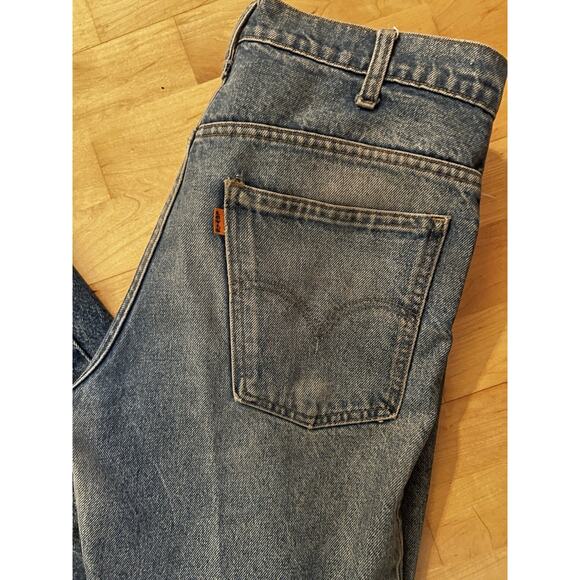 VTG 70’s Levi’s Orange Tab Bellbottom Flare Faded Denim Jeans Real Size 31 X 32 - Picture 9 of 11